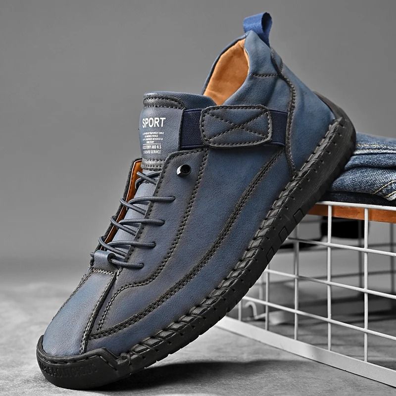 Handmade Leather Men Slip On Loafers Casual Breathable Flats