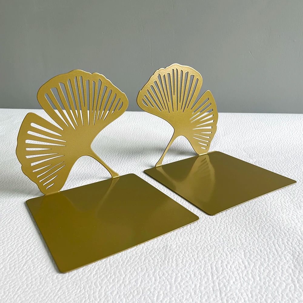 Exquisite Yellow Metal Bookends, Stylish Office Desktop Bookshelf for Book Lovers and Home Decor