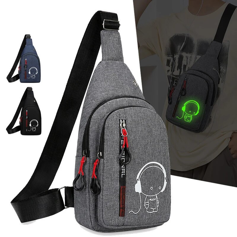 Men's Crossbody Shoulder Bag Stylish Chest Pack for Cycling, Work & Travel Lightweight Nylon Casual Daypack