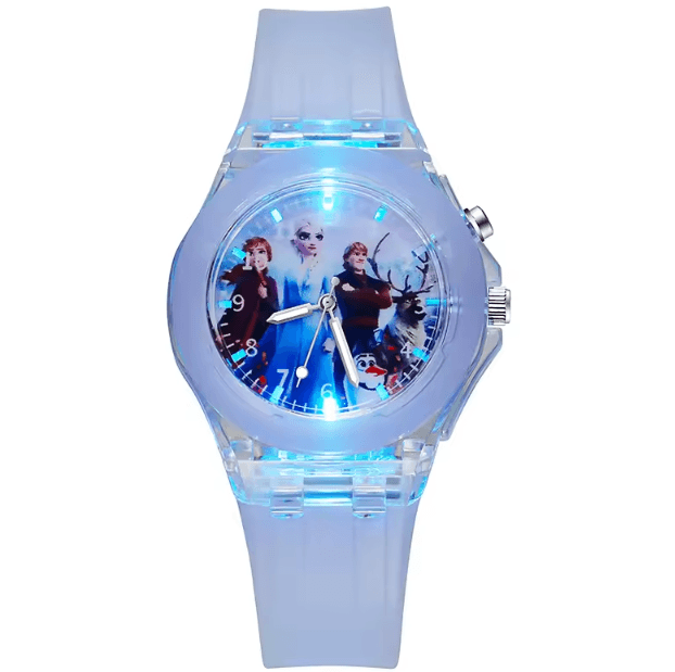 Disney Frozen Kids Light-Up Watch – Princess Elsa Silicone Strap Cartoon Wristwatch