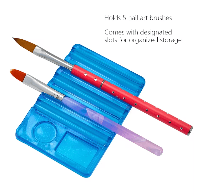 Acrylic Nail Art Pen Holder with Color Palette 5 Compartment Organizer Stand