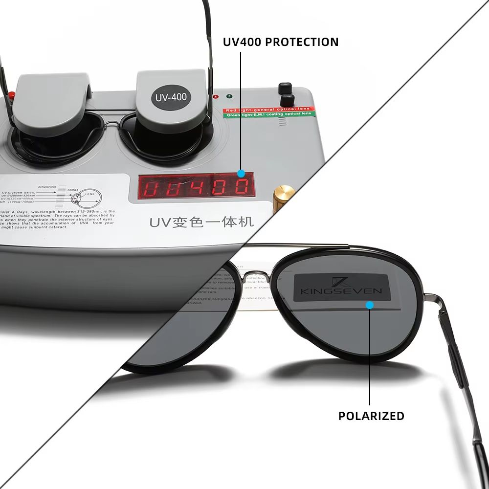 KINGSEVEN 2024 Classic Pilot Polarized Sunglasses – Men's Driving UV Protection Eyewear