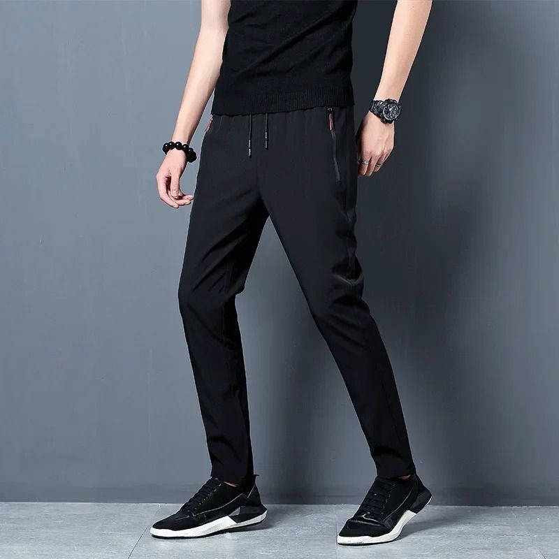Mens Casual Slim Fit Jogger Pants with Elastic Waist and Straight Leg Trousers