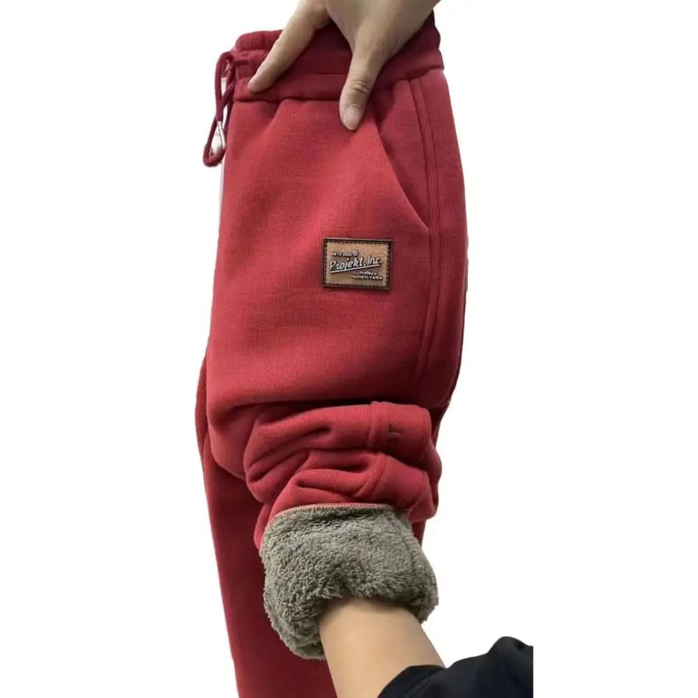 Women High Waist Thermal Sweatpants Thick Fleece Lined Harem Trousers with Pockets