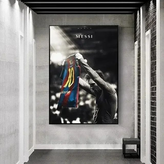 Lionel Messi Vintage Canvas Wall Art – HD Football Star Poster for Home & Living Room Decor