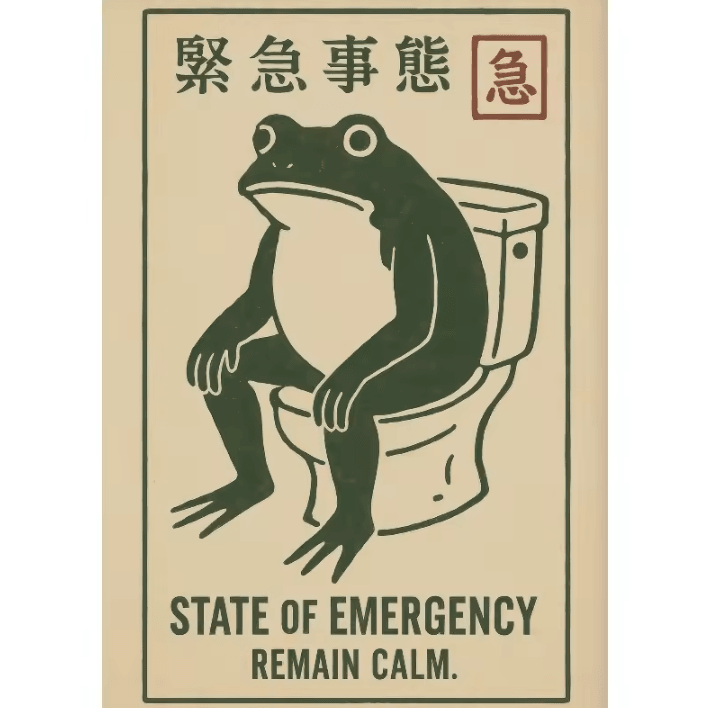 Funny Japanese Frog Bathtub Poster – Retro Sushi Kitchen Wall Art Canvas
