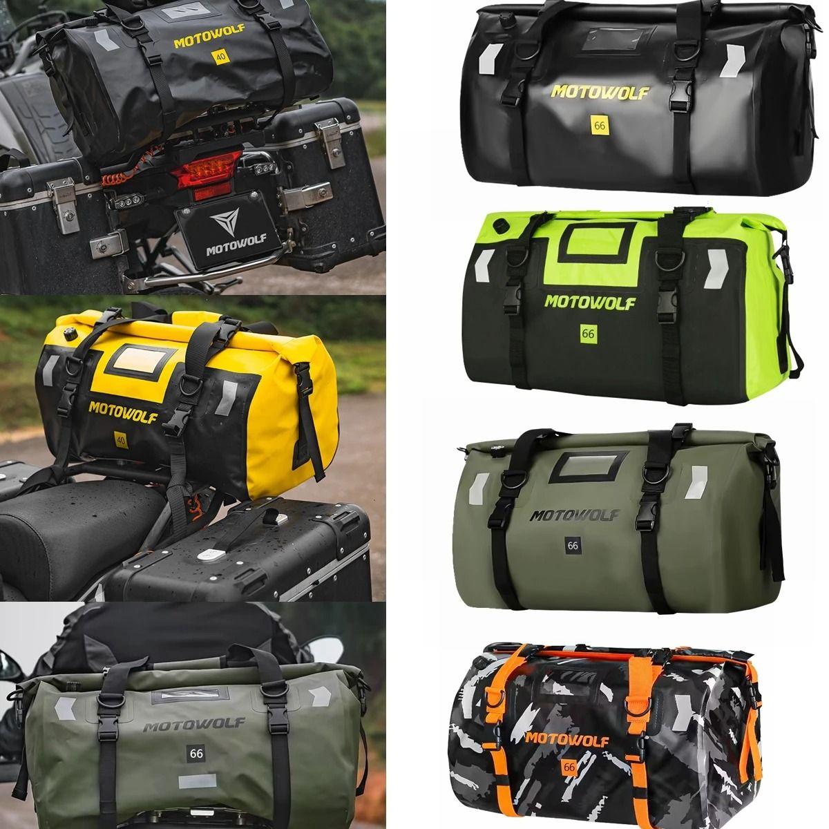 Waterproof Motorcycle Dry Bag with Reflective Design for Outdoor Travel