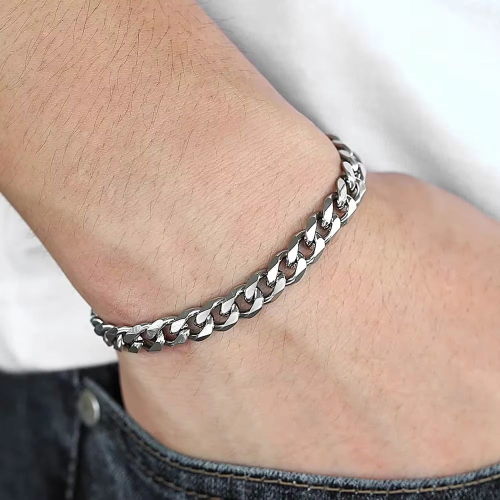 Trendy Stainless Steel Cuban Chain Bracelet for Men and Women