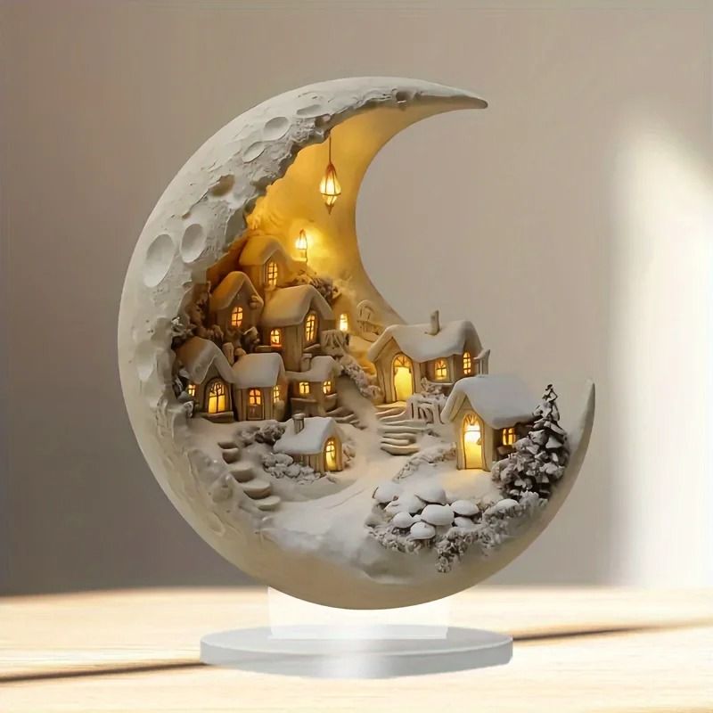 Moonhouse Wooden DIY Christmas Ornament Desktop Plaque