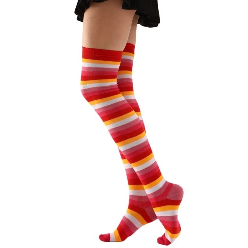 Vibrant Multi Tone Over Knee Aesthetic Socks