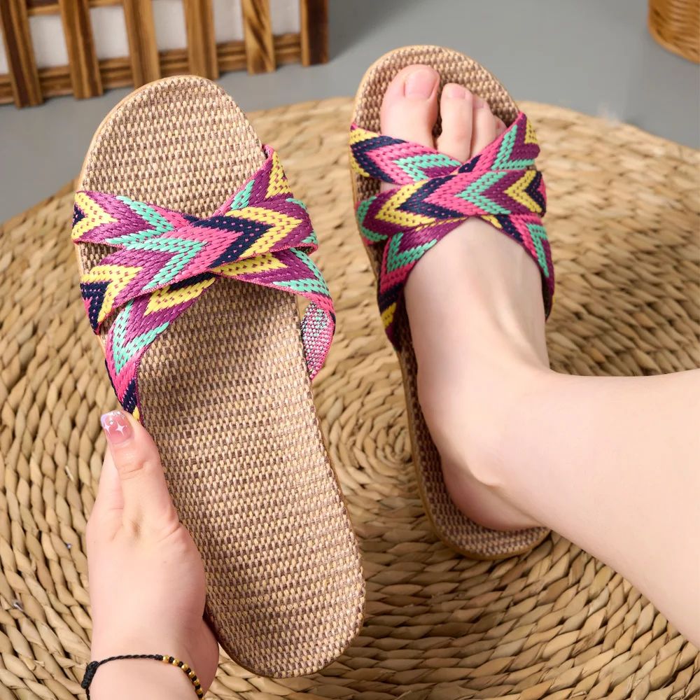 Premium Breathable Linen Indoor Slippers – Ultra-Light Home Comfort for Women & Couples