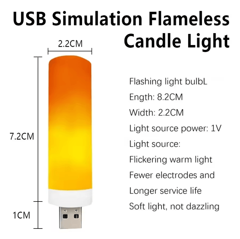 USB LED Flame Light – Dynamic Flickering Fire Effect Atmosphere Bulb