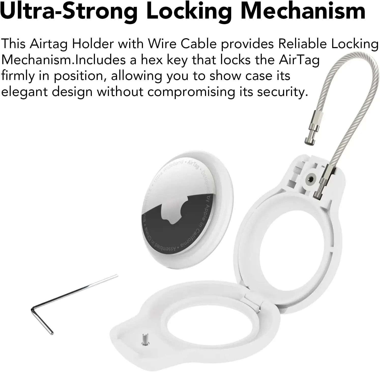 Professional Heavy-Duty Security Case for Apple AirTag with Stainless Steel Cable Lock