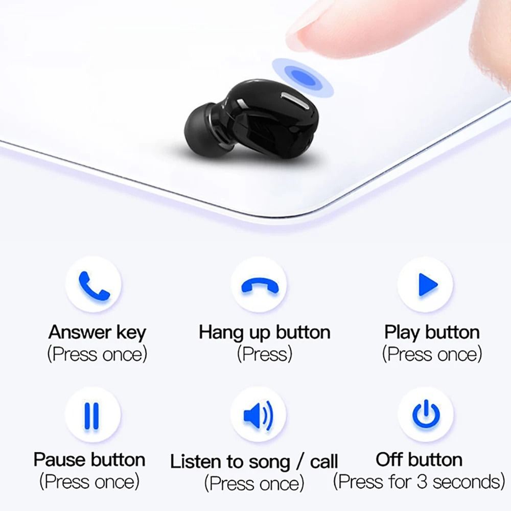 TWS Wireless Bluetooth 5.0 Headphones Waterproof Sport Earbuds with HD Mic for Music and Gaming