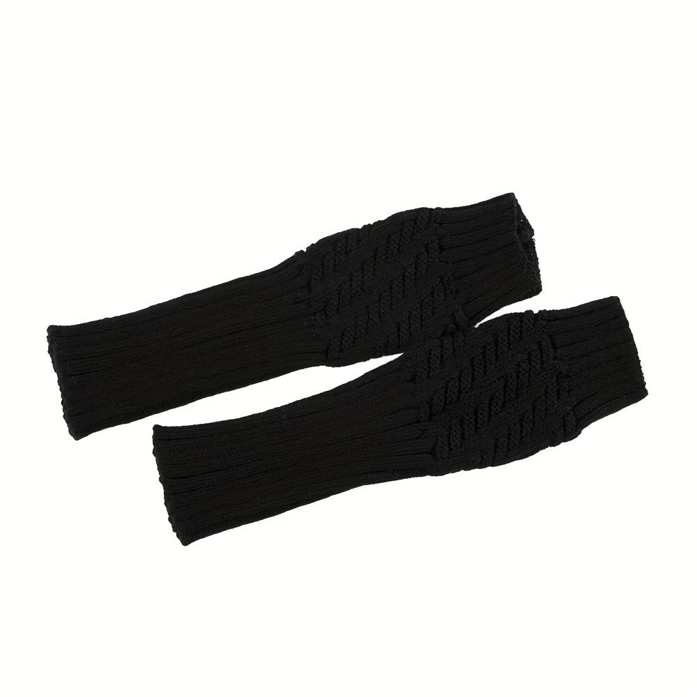 Unisex Crochet Fingerless Long Gloves and Knit Arm Warmers