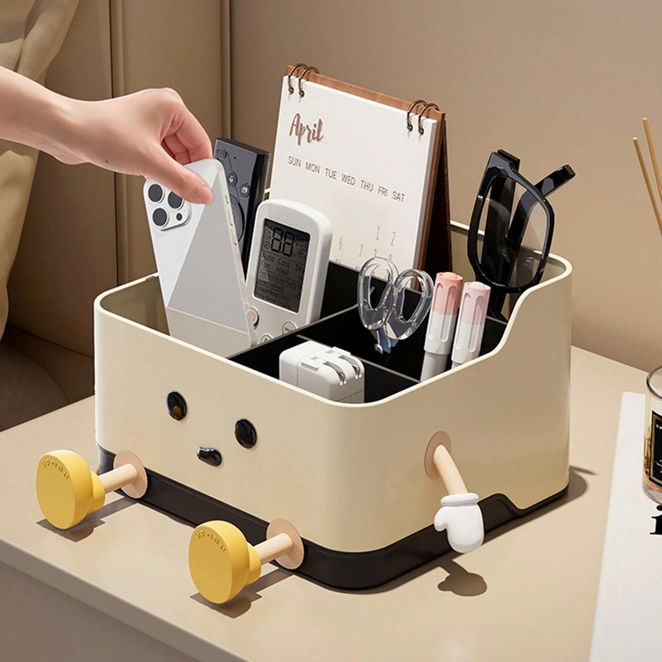 Multifunctional Desktop Storage Box – Cosmetic Organization Shelf with Display and Sticker