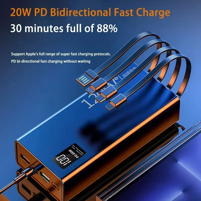 High Capacity Power Bank with Fast Charging Cables