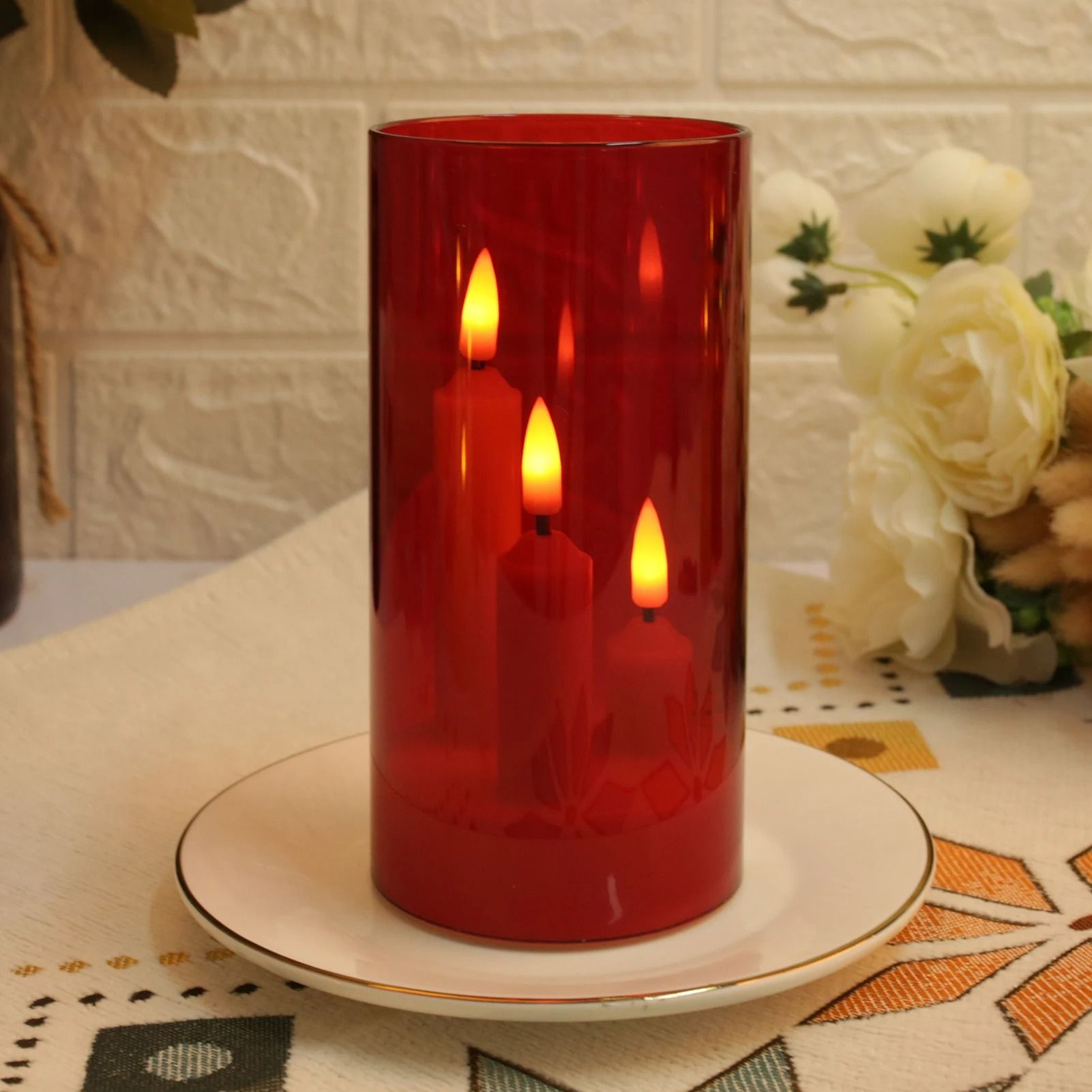 Flameless LED Window Candle with Lampshade