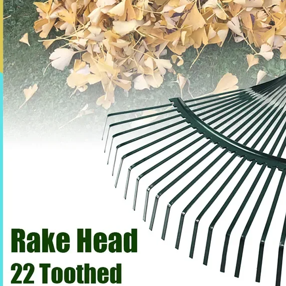 High Carbon Steel Lawn Leaves Rake, Heavy Duty Steel Metal Garden Tool Without Handle