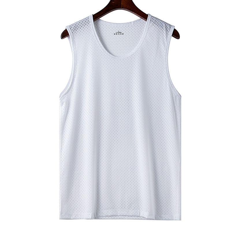 Breathable Men Ice Silk Tank Tops, Gym Fitness Vest, Quick-drying Mesh Underwear Sleeveless Bodybuilding Singlet