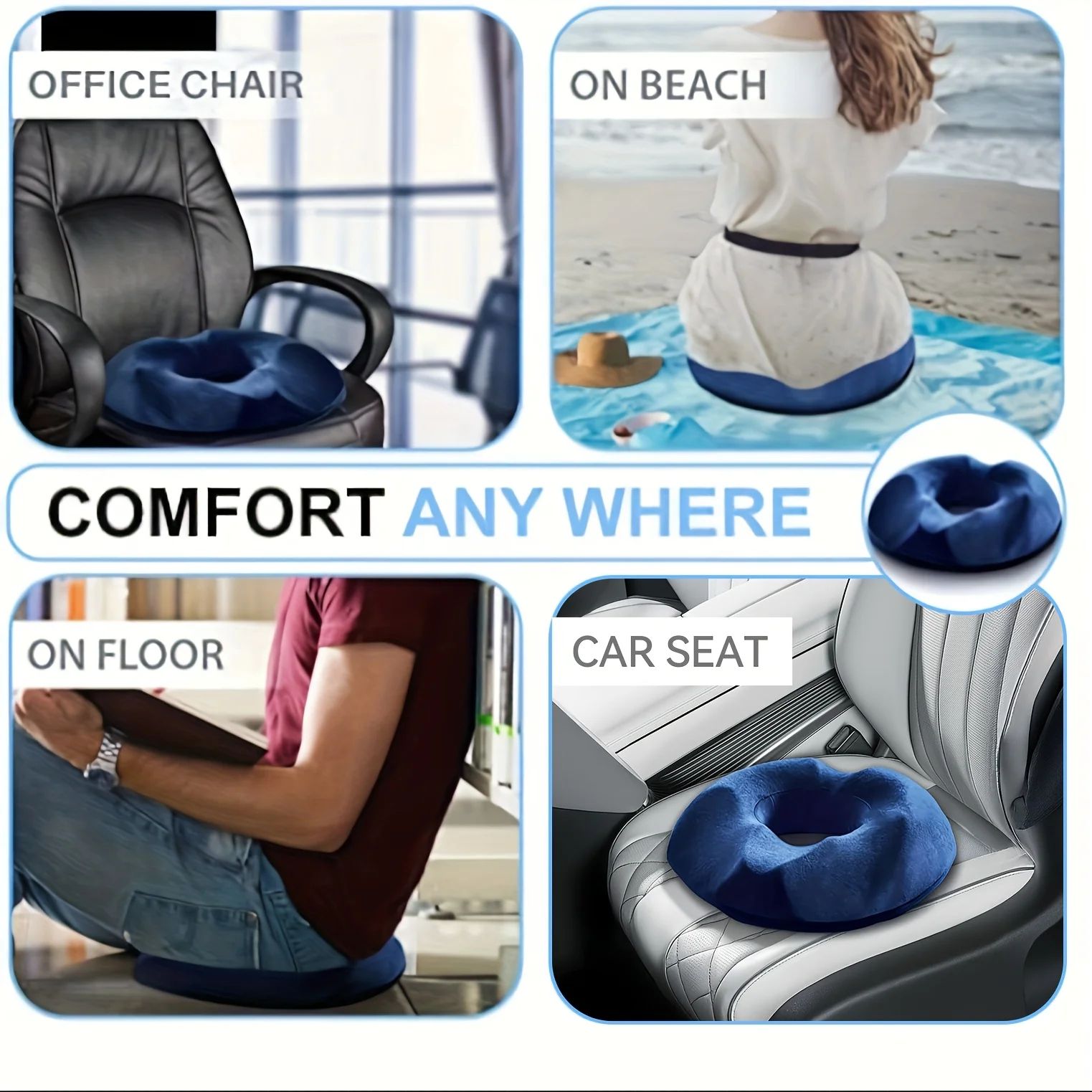 Orthopedic Memory Foam Coccyx Seat Cushion – Tailbone & Hemorrhoid Relief Pillow