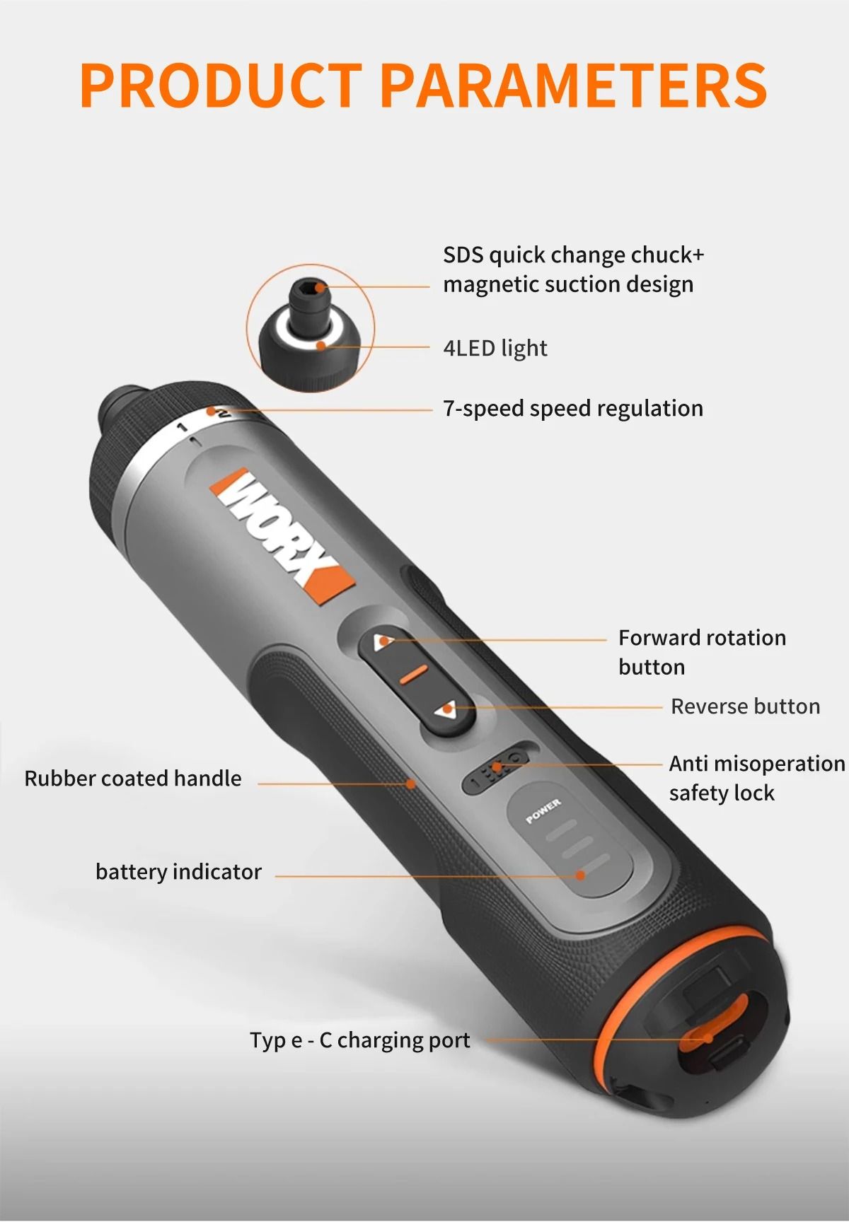 Smart Rechargeable Electric Screwdriver Kit with 30 Piece Bit Set