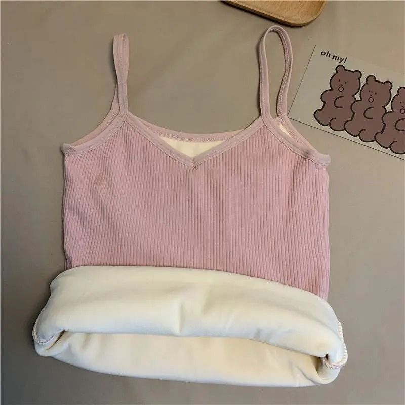 Women Winter Warm Velvet Thermal Sleeveless Top Elastic Slim Fit Base Layer