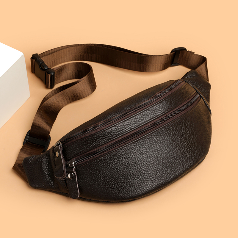 Minimalist Genuine Leather Waist Bag for Men & Women Vintage Crossbody Chest Pack