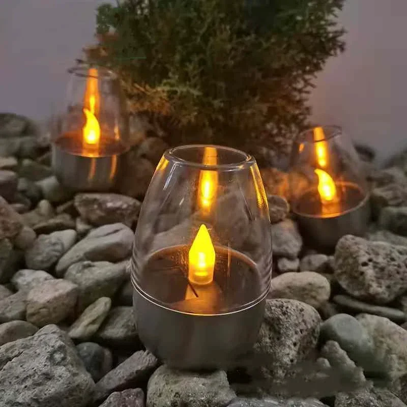 Solar Powered Candles Light, Flameless Waterproof Outdoor Night Light for Valentine's Day, Wedding Party, Garden Decor