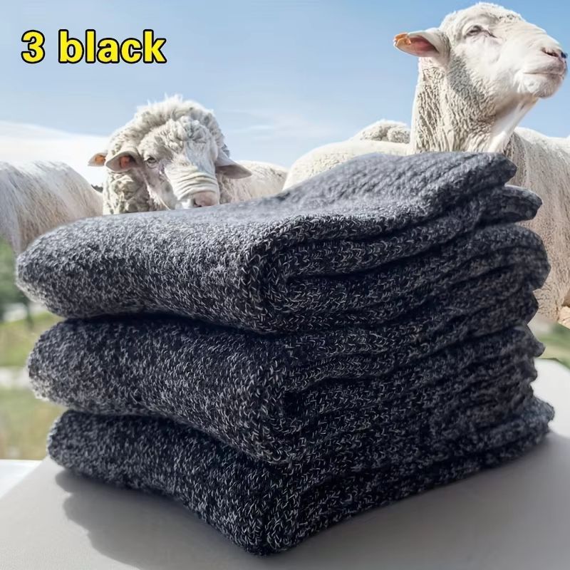 Men's Thick Thermal Socks Mid Calf Warm Cushion Boot Socks 3 to 5 Pairs