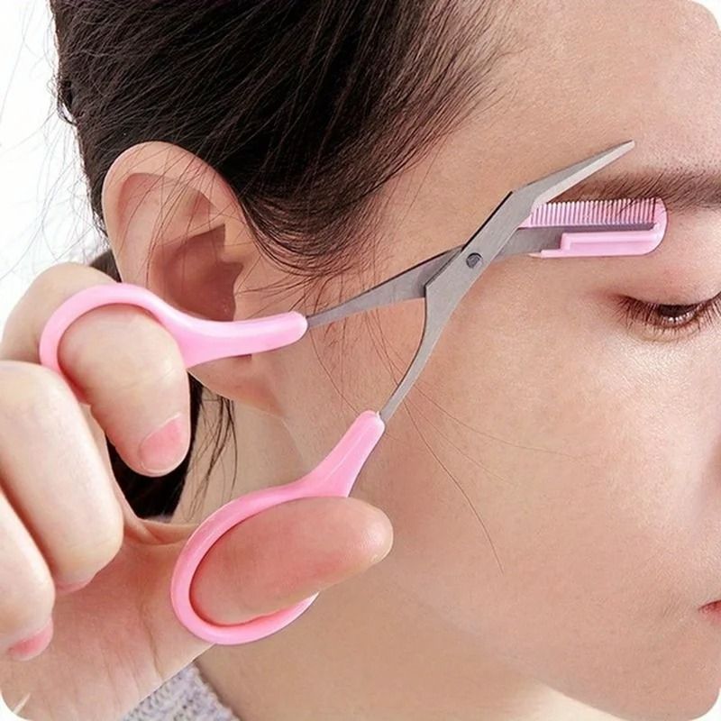 Stainless Steel Eyebrow Trimming Scissors with Comb for Precise Eyebrow Shaping