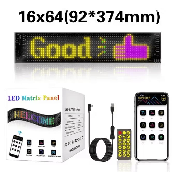 LED Matrix Car Windshield Display with App Control Flexible LED Car Display Panel