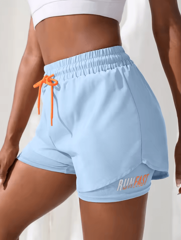 Womens High Rise Yoga Shorts with Inner Layer Running Two in One Design