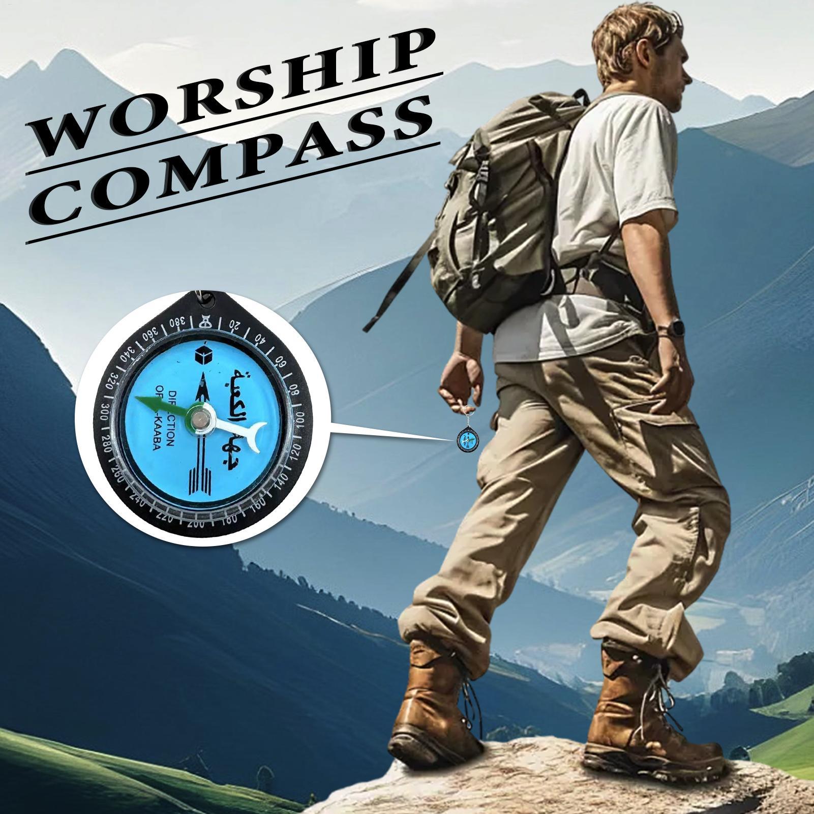Camping Prayer Compass Keychain  Portable Directional Keychain for Outdoor Adventures & Eid Celebrations