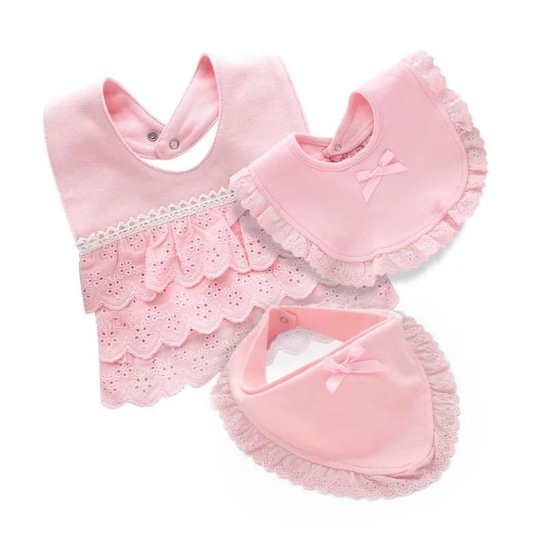 Lawadka Princess Lace Bow 100% Cotton Baby Bibs & Saliva Towels