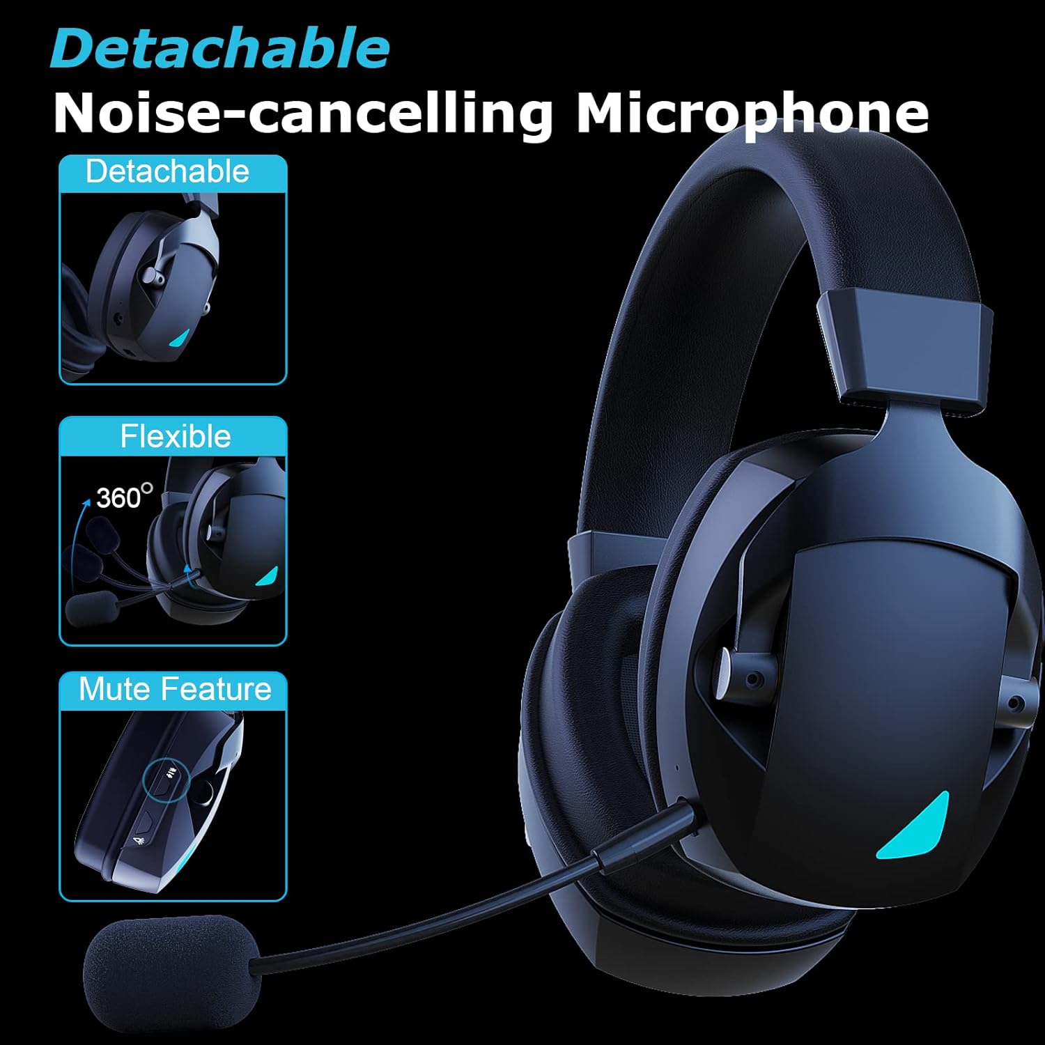 Wireless Gaming Headset for PC Nintendo Switch Bluetooth Gaming Headphones with Microphone