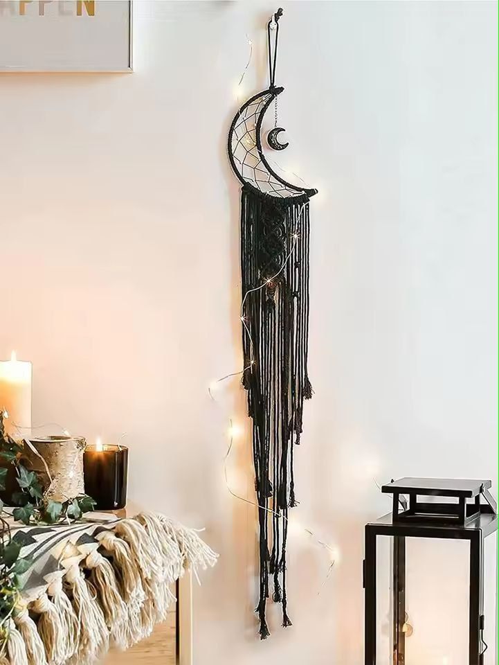 Boho Glow Dreamcatcher Wall Lamp – Woven Bohemian Wall Hanging