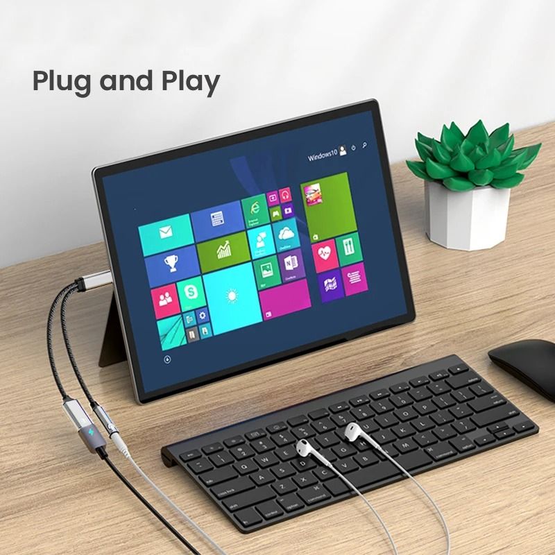 2 in 1 USB C to 3.5mm Adapter with Charging PD 60W Audio Splitter Cable