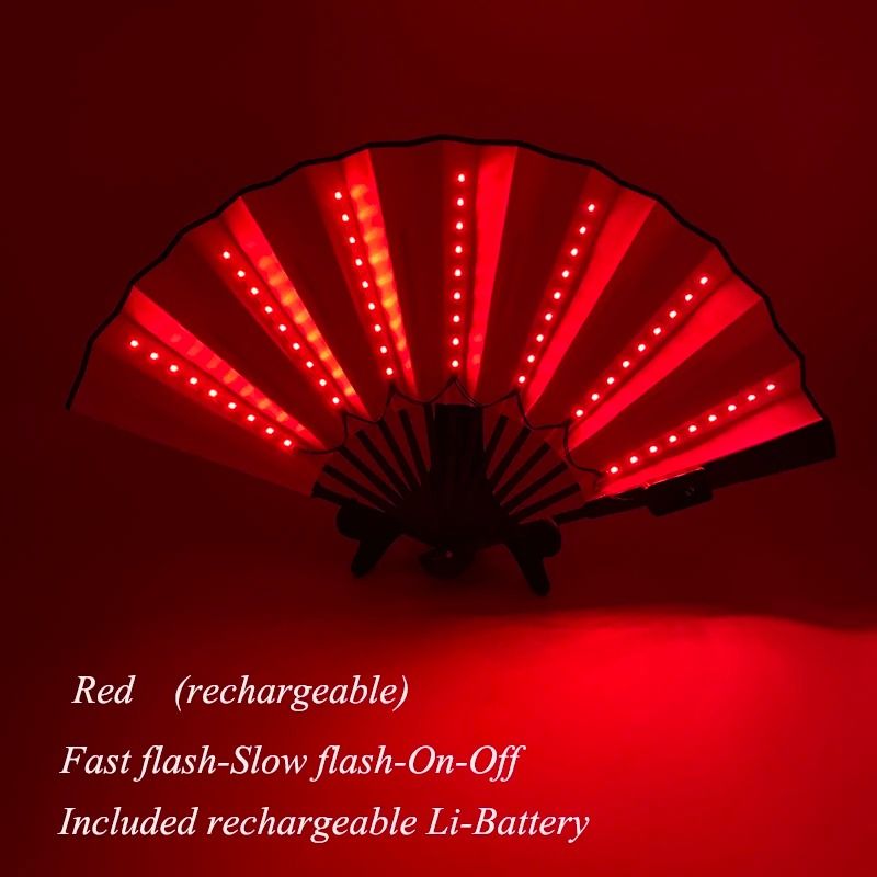LED Folding Fan Light Up Hand Fan Glowing Party Festival Fan