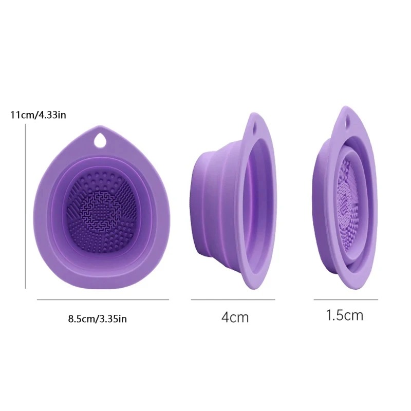 Folding Silicone Makeup Brush & Puff Cleaning Bowl