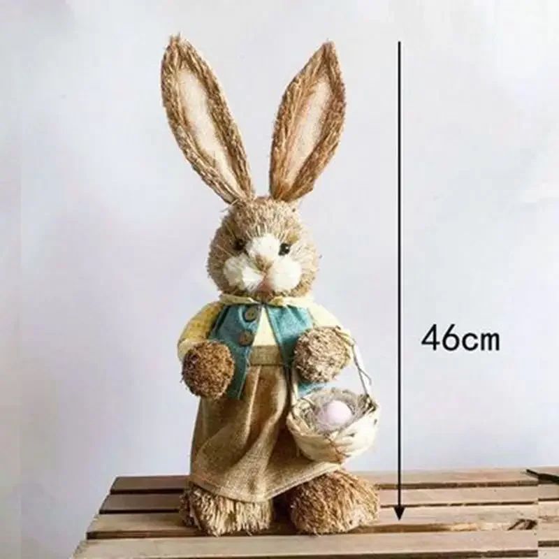 Straw Woven Bunny Easter Decoration