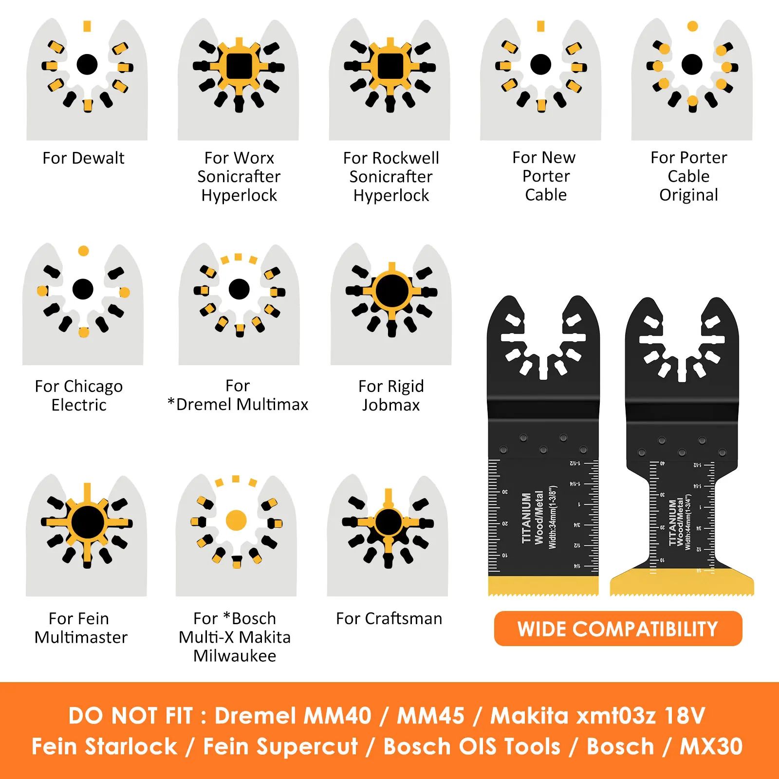 Universal Oscillating Saw Blades Multi-Material Quick-Release Multi Tool Blade Set