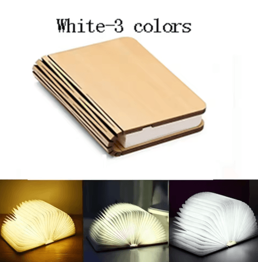 3D Folding LED Book Light – RGB Wooden Night Lamp for Bedroom & Desk Decor