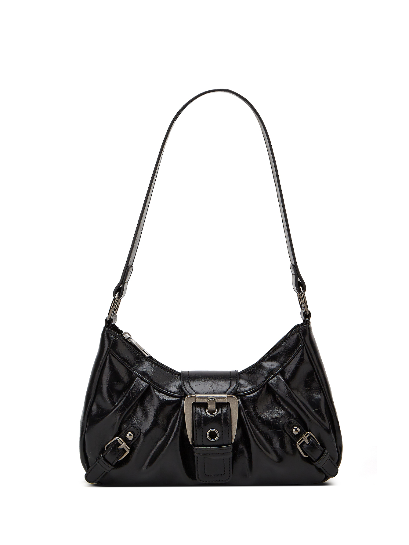 Fashionable Ladies Cool Leather Shoulder Bag, Maillard Pleated Rivet Armpit Bag, Retro Style Shoulder Bag