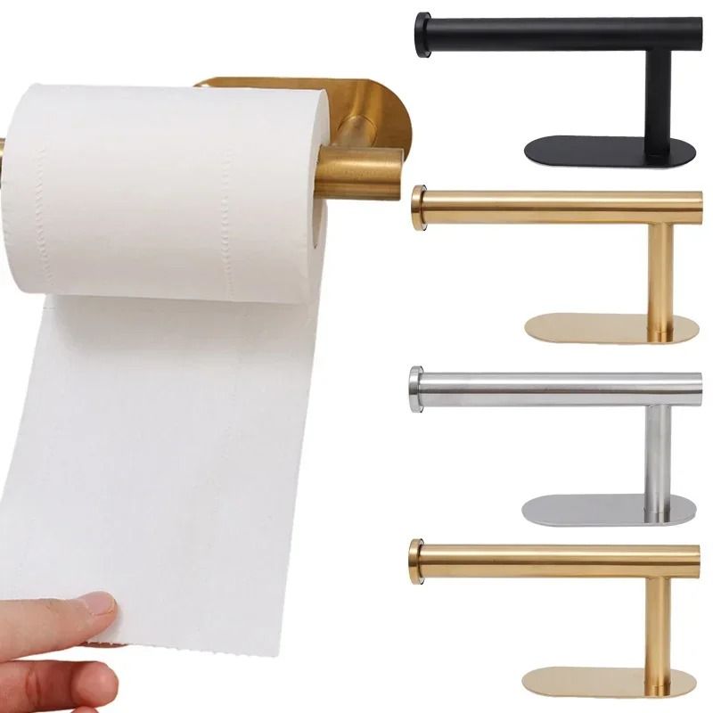 Self-Adhesive Stainless Steel Toilet Paper Holder | Premium No-Drill Wall Mount Tissue Dispenser