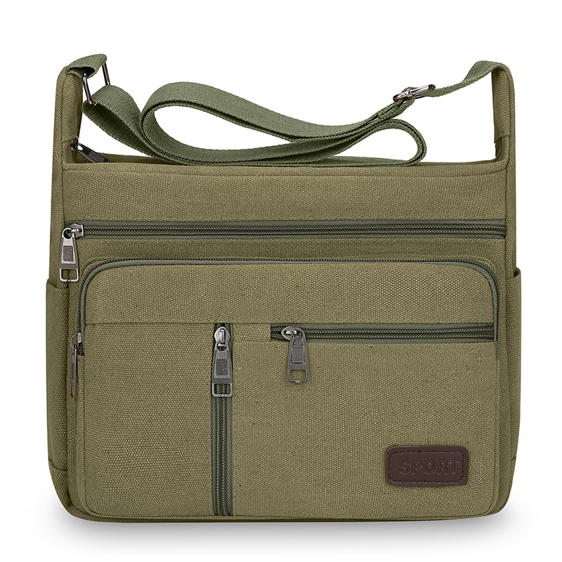 Men Canvas Messenger Crossbody Bag Durable Travel Shoulder Tote