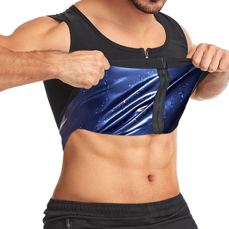 Men Slimming Sauna Vest Waist Trainer Zipper Shaper for Sweat and Fat Burning