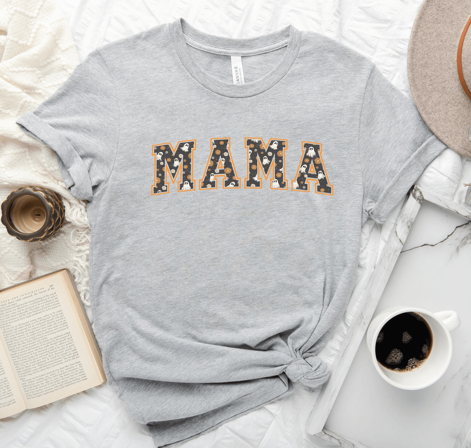 Ghost Mama Shirt Cute Spooky Halloween Mom Tee Boo Crew Fall Graphic Shirt