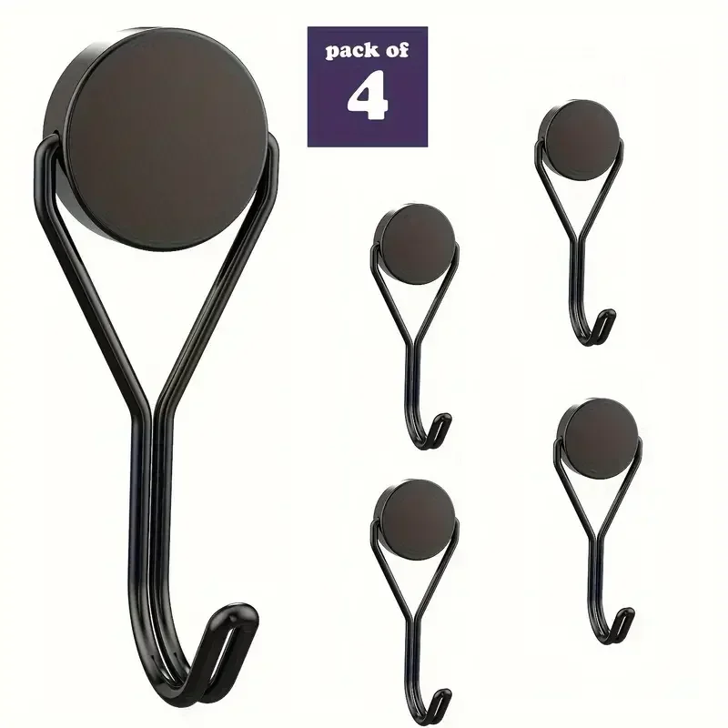 Strong Neodymium Magnet Heavy Duty Rotatable Magnetic Hooks, No Drill Metal Casing Bathroom Accessories
