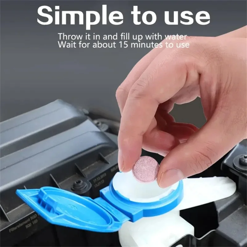 Car Effervescent Washer Fluid Tablets, Concentrated Windshield Glass Cleaner